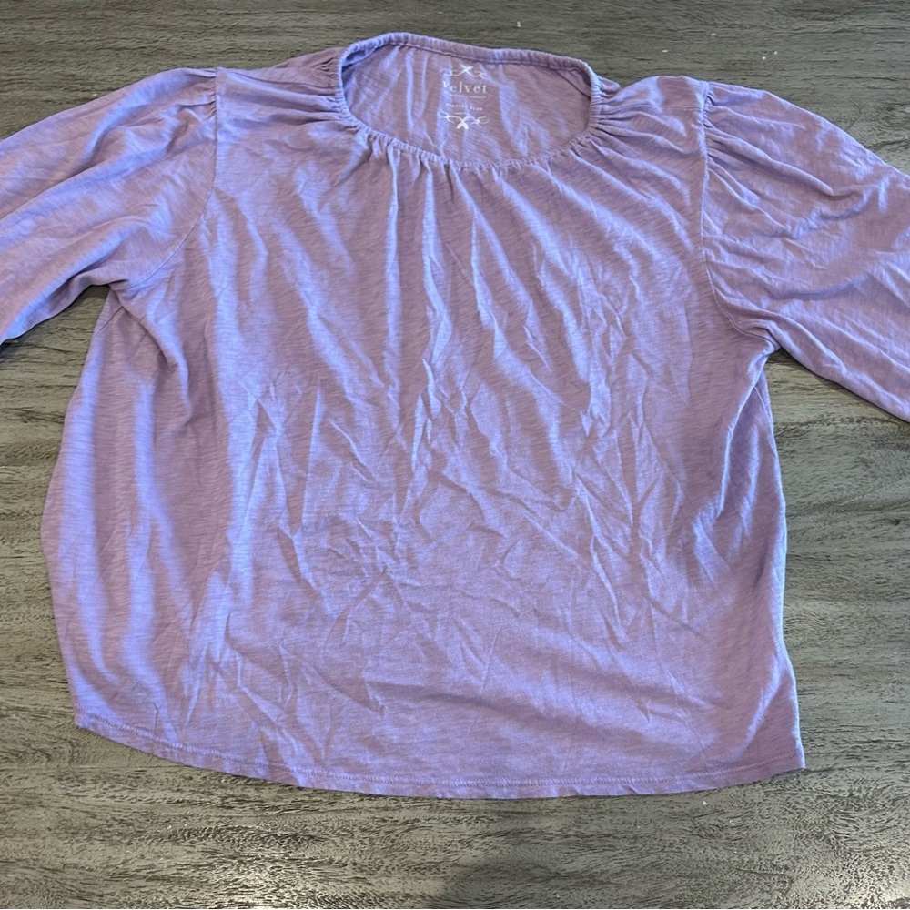 Velvet by Graham & Spencer Purple 3/4 Sleeve Relaxed Blouse